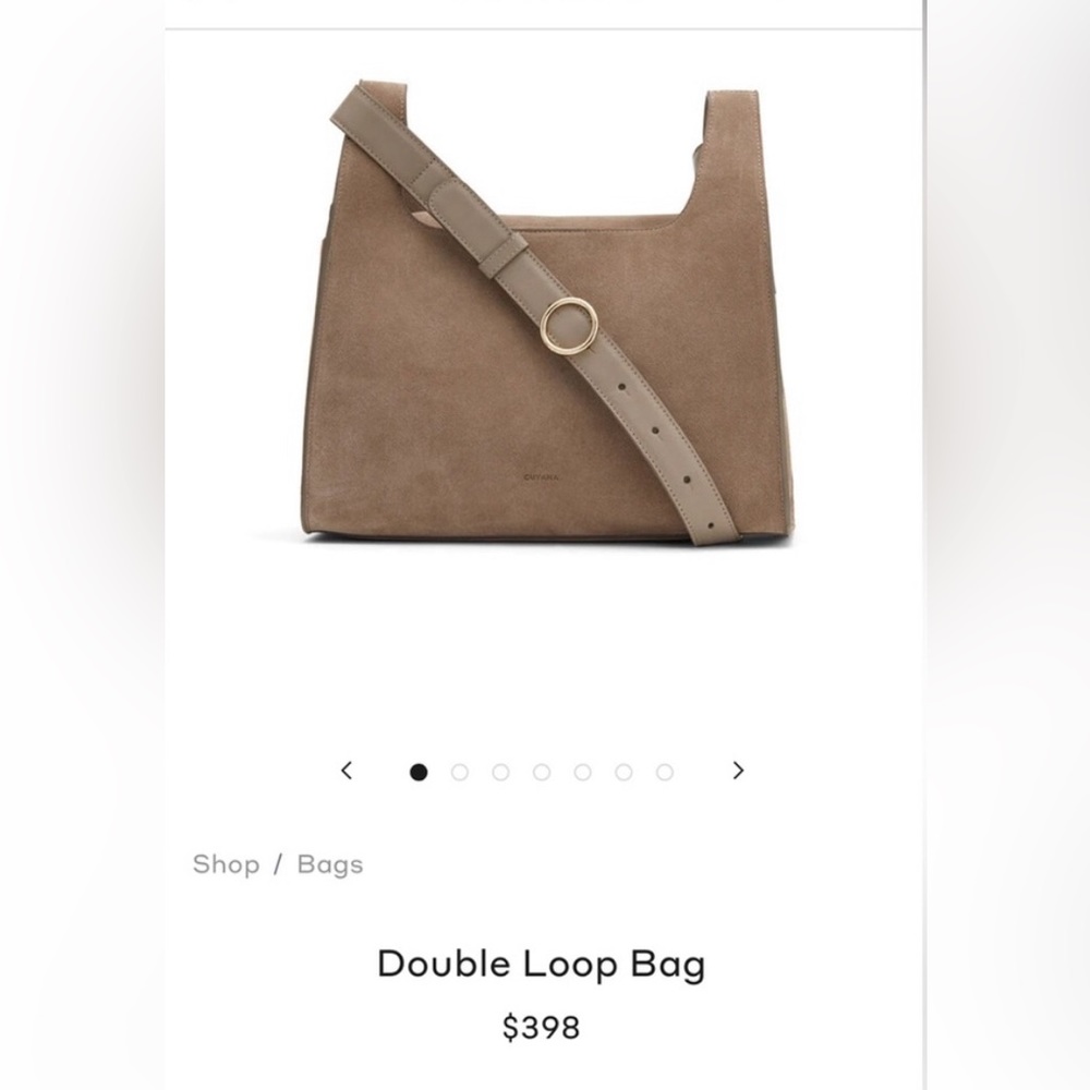 Cuyana Taupe Suede Double Loop Bag Medium